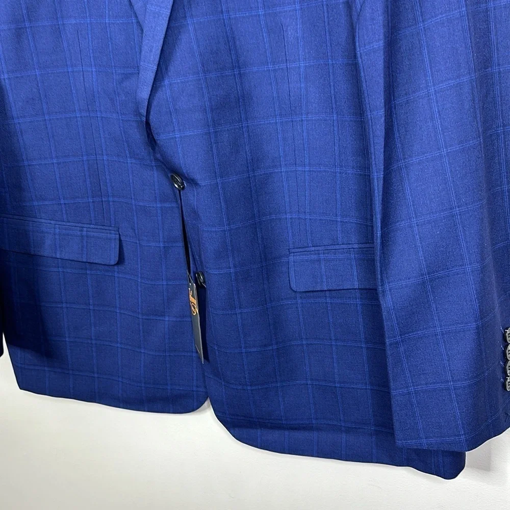 Johnny Bigg Marine Check 2B Suit Jacket Big & Tall Men's Size 48R NWT - Picture 3 of 7